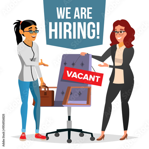 Recruitment Process Human Resources Choice Of Employee Office Chair Vacancy Sign Recruiting Hiring Job Contract Isolated Flat Cartoon Illustration Vector