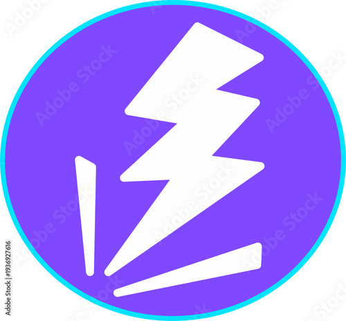 Free Download Bold lightning bolt icon on a purple circular background symbolizing electricity, power, energy, speed, and high voltage. Modern minimal design for tech or energy themes. - GFXLoad