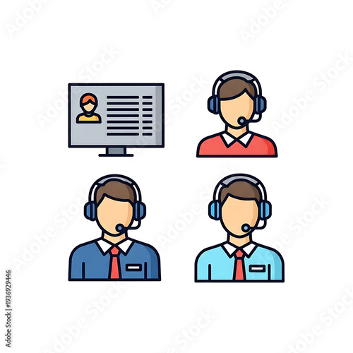 Customer support team with headset icons representing service agents.