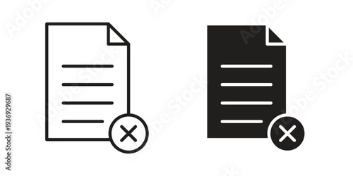 Remove file icon Symbol for App and Web UI Design Vectors