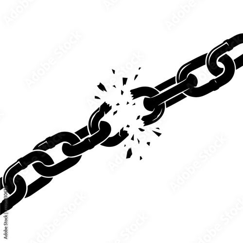 Broken Chain Silhouette Freedom Symbol Vector Illustration Isolated on Transparent Background PNG