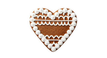 Heart shaped gingerbread cookie isolated on transparent background png