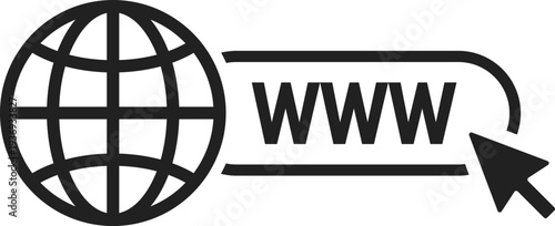A graphic representation of the World Wide Web with a globe and a cursor pointing to the WWW text