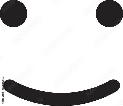 A minimalist black and white graphic representation of a happy face, conveying positive emotion and simplicity
