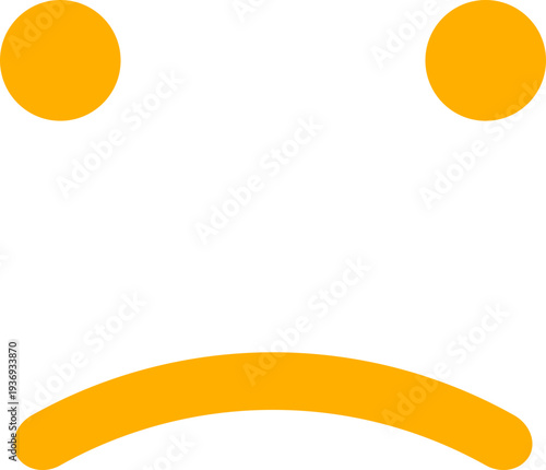 A minimalist graphic representation of a sad face, conveying negative emotions and disappointment