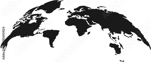 A creative stylized representation of a world map emphasizing landmasses with a modern design