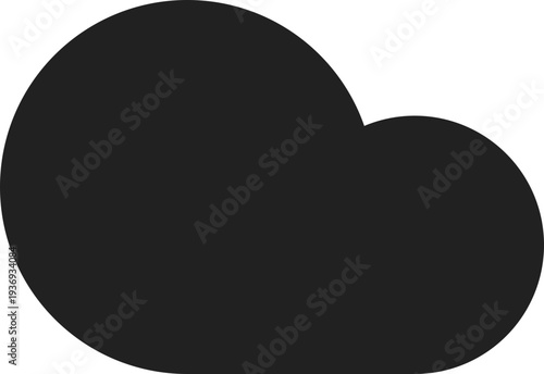 A simple, dark gray cloud silhouette is presented against a clean white background, representing weather or digital storage concepts