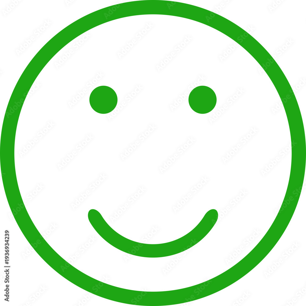 Obraz premium A simple, clean graphic of a green smiley face with two dots for eyes and a curved line for a mouth, representing happiness and positivity