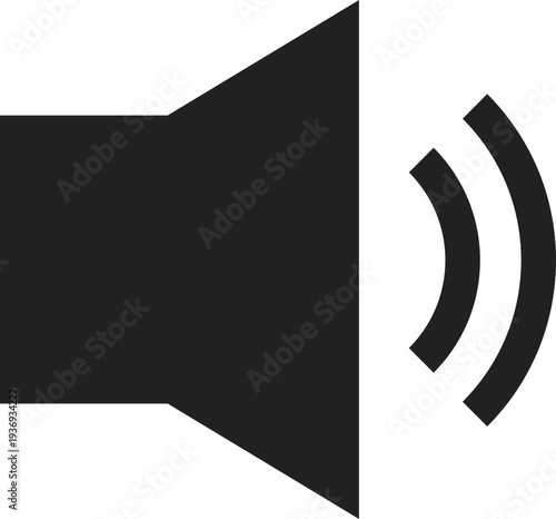 A black silhouette of a speaker icon with sound waves emanating from it, representing audio output or volume control