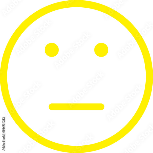 A simple yellow emoji face with a straight line for a mouth and two dots for eyes, conveying a neutral or indifferent expression