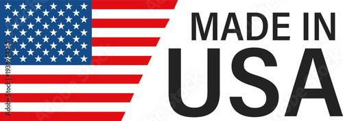 A graphic featuring the American flag next to bold text that reads Made in USA, symbolizing national origin and manufacturing