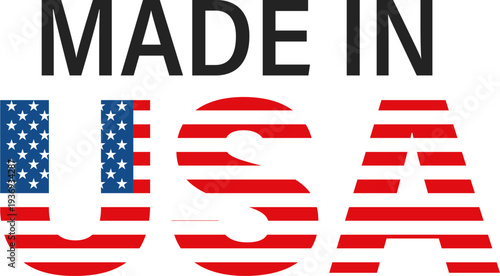 A bold graphic displaying the text 'MADE IN USA' with the letters 'USA' designed to resemble the American flag