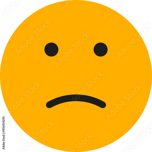 A simple, graphic representation of a sad face emoji, often used to convey negative emotions or disappointment