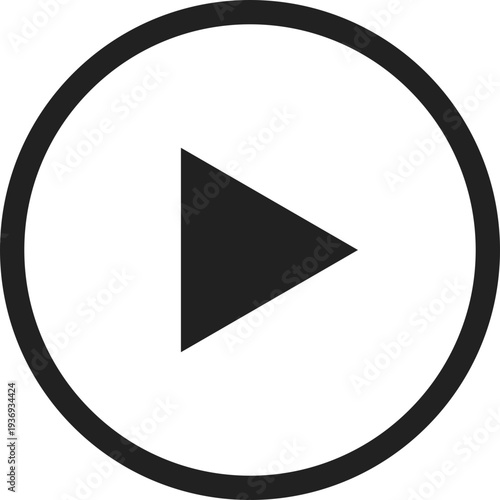A simple black play button icon enclosed in a circle, commonly used for starting media playback