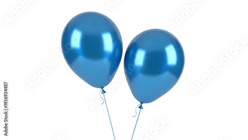 Two blue balloons on white background
