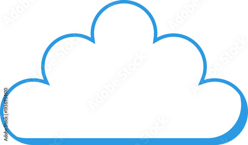 A minimalist blue outline of a cloud shape on a white background, representing weather or digital storage concepts