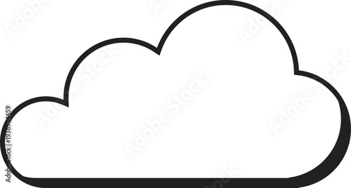 A minimalist, hand-drawn style outline of a cloud with a thick border, perfect for digital or print design elements