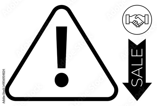 Business warning concept. Warning signs highlight potential risks in sales. Business owners address clear risks with the warning concept to optimize deals. Use for risk management, marketing