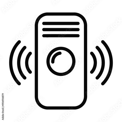 Minimalist smartphone icon illustrating seamless wireless audio streaming with circular speaker symbol and radiating connection waves for modern tech presentations and app design