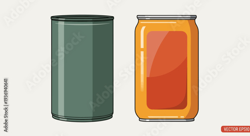 Food container and glass jar vector illustration.