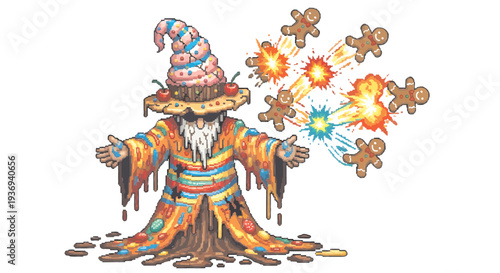 Sweet Candy Wizard Casting Gingerbread Man Magic Spell