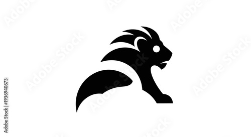 Stylized black lion silhouette on white