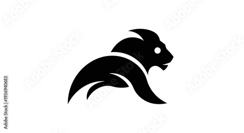 Stylized black lion silhouette