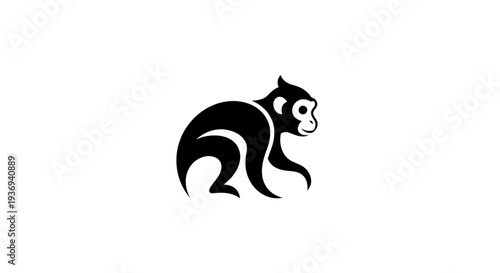 Stylized black monkey silhouette design
