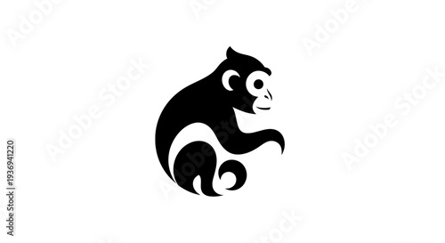 Stylized black monkey silhouette design