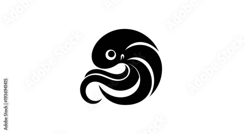 Stylized black octopus graphic on white