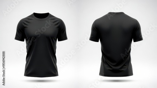 Black sleeveless athletic shirt front and back view isolated on white background for fitness apparel design