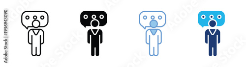 Speech icon set multiple style collection