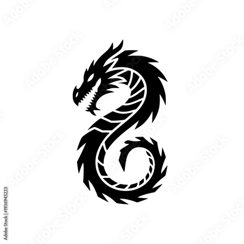 Wallpaper Mural Majestic dragon symbolizing power and strength in bold black silhouette Torontodigital.ca