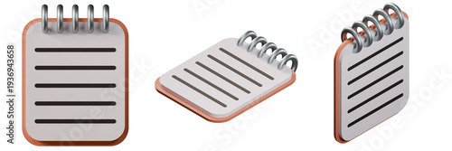 3d rendering of a pastel notebook icon in isometric view.