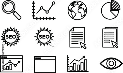 Seo and web analytics icons