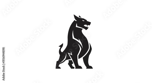 Stylized black panther silhouette on white