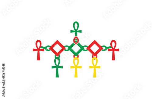 Geometric ankh symbol design on black background