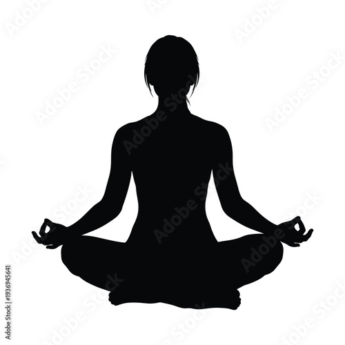 Serene woman meditating in lotus position for mindfulness and relaxation