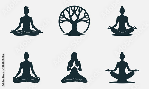 Serene yoga poses with tree symbolizing harmony and balance in nature