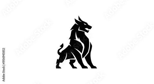 Stylized black lion silhouette illustration