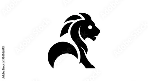 Stylized black lion silhouette on white