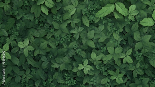 Lush Green Leaves Forming A Dense Carpet Of Foliage In An Abundant Natural Environment