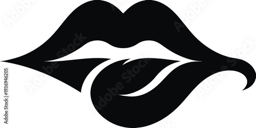 Human Lips Black Silhouette PNG, Mouth Part Icon, Transparent BG