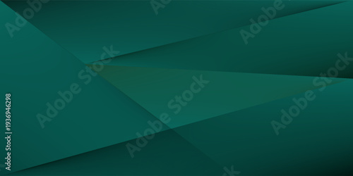 Black dark bottle green teal jade abstract background. Geometric shape. 3d effect. Triangle polygon line angle. Color gradient. Folded origami mosaic. Rough grain grungy. Brushed matte shimmer. Design