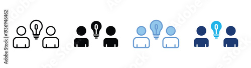 Brainstorming icon set multiple style collection