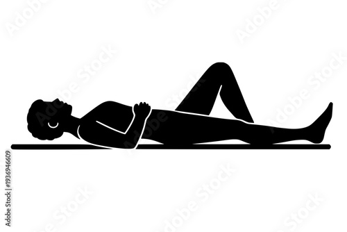 Woman relaxing on yoga mat flat design minimalist illustration wellness lifestyle