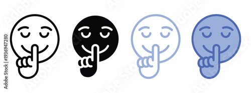 Yummy emoji icon flat set in black and white color, collection of hungry and tasty smiley emoticons with tongue out expressions