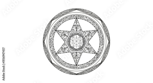 Mystical Hexagram Symbol, Esoteric Geometric Mandala, Ancient Occult Design