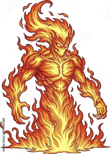 Living fire elemental manifesting as a humanoid spirit