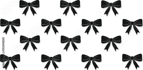 Black and white vector set of decorative bow silhouettes in various styles for gift wrapping fashion and elegant celebration design.
